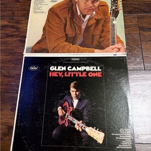 Glen Campbell Two Bundle Vinyl Record Set: Hey, Little One, Gentle On My Mind